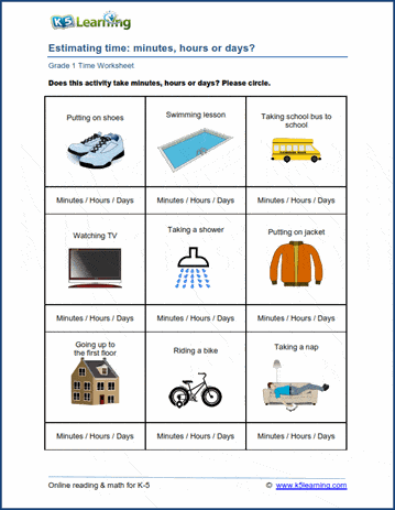 Units of time worksheet