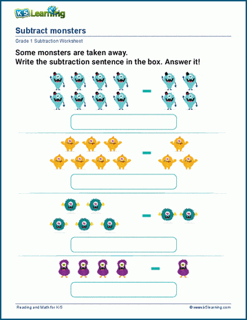 Write subtraction sentences worksheet 