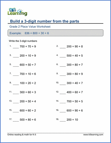 Building 3-digit numbers worksheets