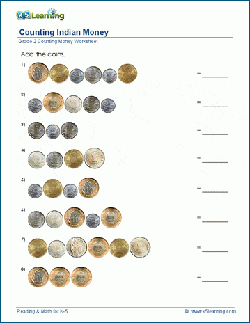 money worksheets for grade 2 indian