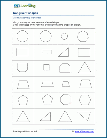 Congruent shapes worksheets