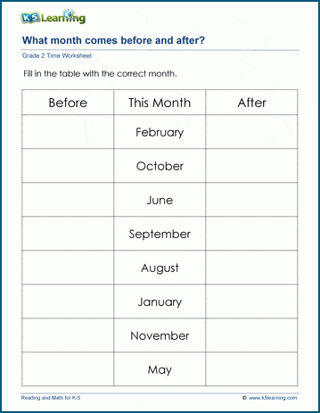 Ordering months of the year worksheets