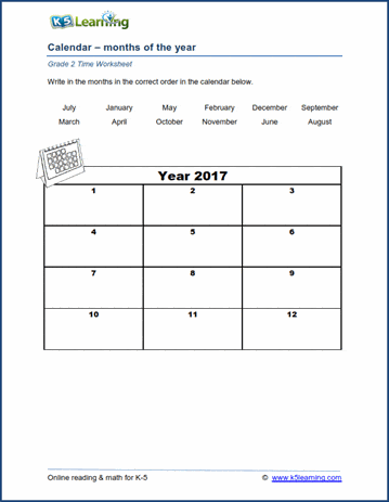 Months of the year worksheets