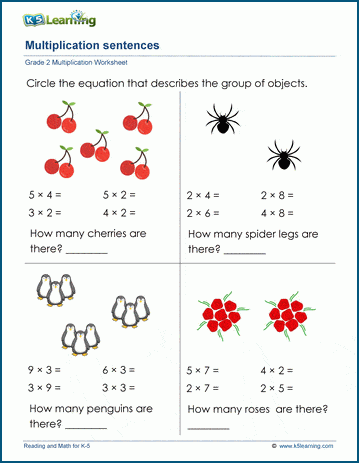 multiplication sentences worksheets k5 learning