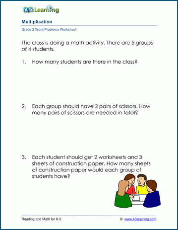 Grade 2 Multiplication Word Problems Worksheet