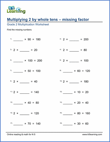 grade 2 multiply 2 times whole tens missing factor