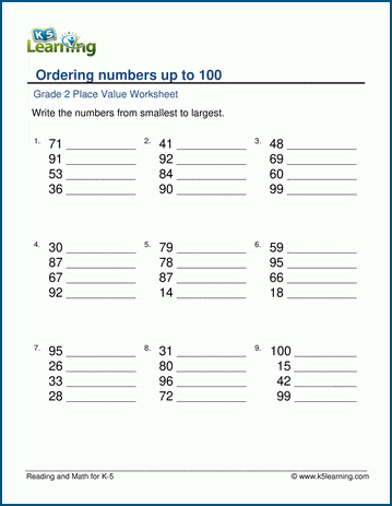 Comparing numbers up to 100 or 1000