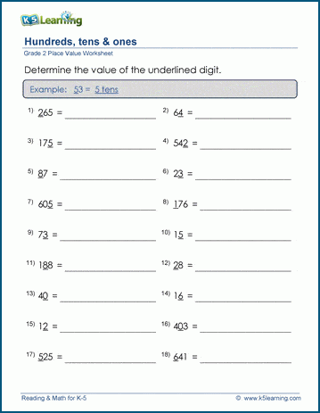 3-digit place value worksheet