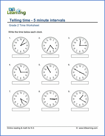 clock homework for 2nd grade