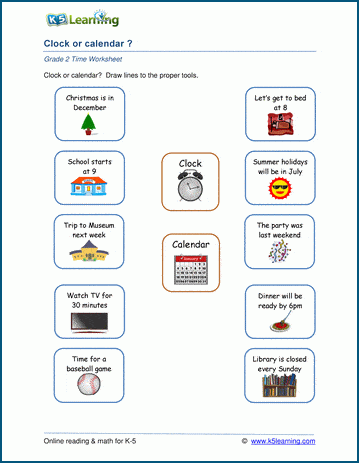 Clock or calendar worksheet