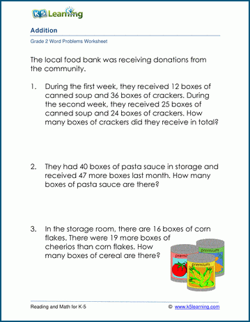 addition problem solving examples with answers