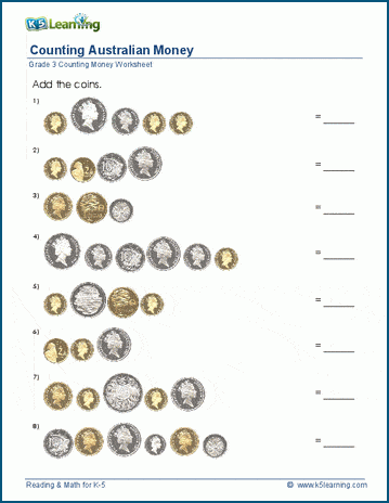 Australian money worksheet