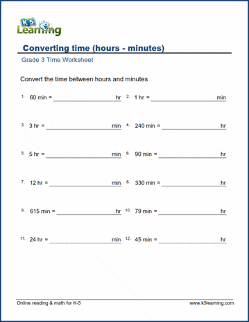 Converting units of time worksheets