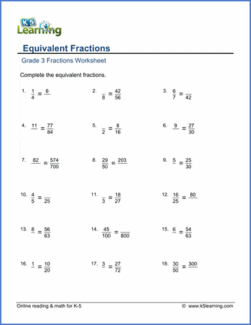Equivalent fractions with numerators & denominators missing | K5 Learning