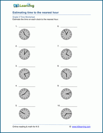 Rounding time worksheets