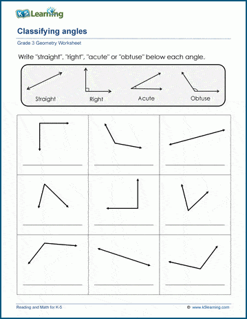 Classifying angles worksheets