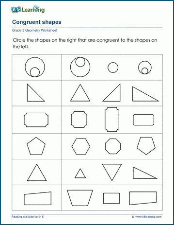 Congruent shapes worksheets
