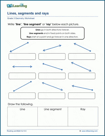 Lines, segments and rays worksheets