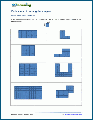 Perimeters using a rectangular grid worksheets