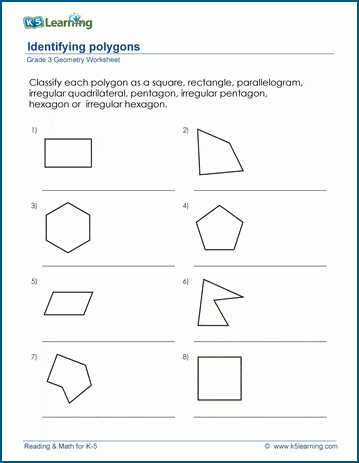 Types of polygons worksheets