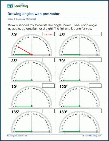 using a protractor worksheets k5 learning