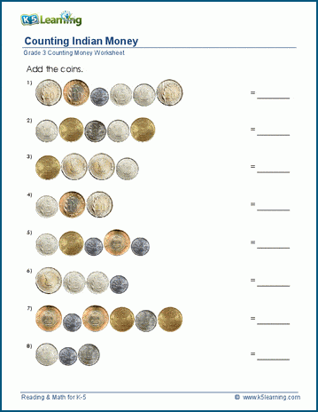 Indian Money Worksheet