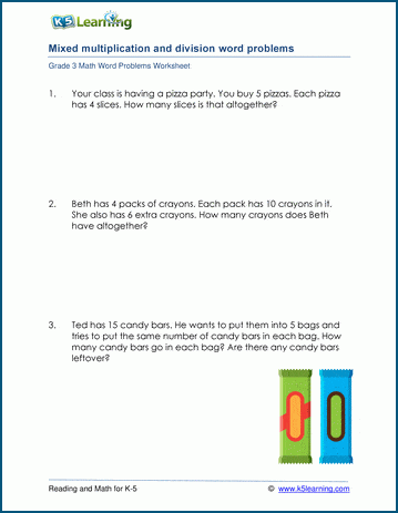 Mixed multiplication & division word problems worksheet