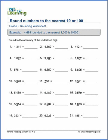 Grade 3 Place value Worksheet rounding numbers to the nearest 10 or 100