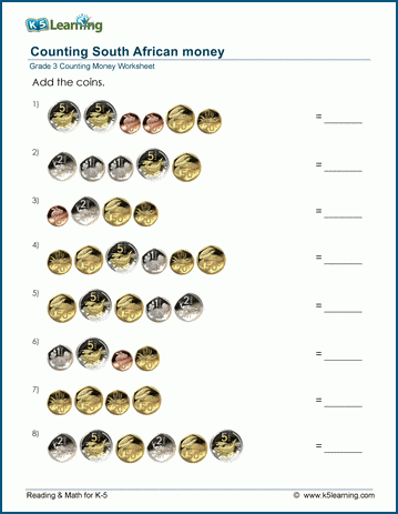 South African money worksheets | K5 Learning