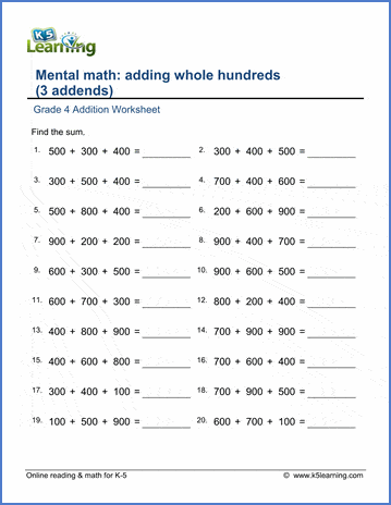 New Grade 4 Math Worksheets Pages