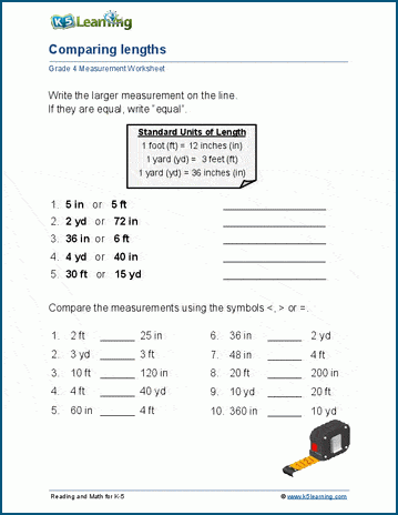 Comparing lengths worksheet 