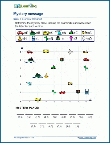 Coordinate grid messages worksheet