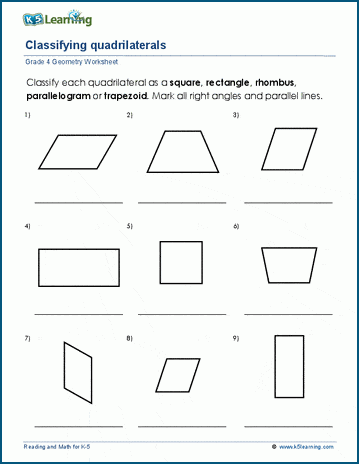 Classifying quadrilaterals worksheet | K5 Learning