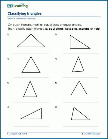 Classifying triangles worksheets