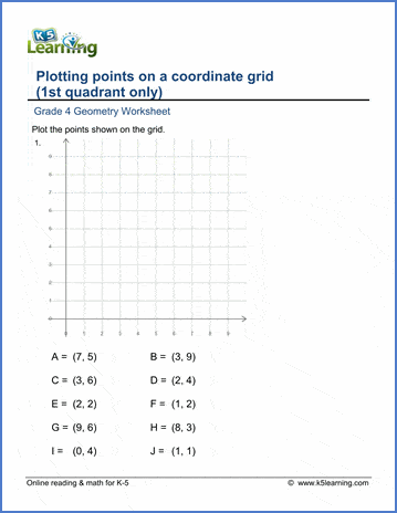 Grade 4 Geometry Worksheets Plot Points On A Coordinate Grid K5 Learning
