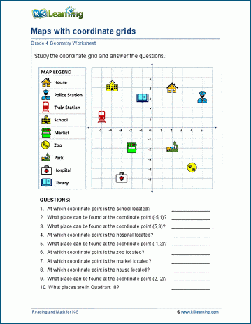 Coordinate grid maps worksheets