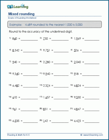 grade 4 mixed rounding