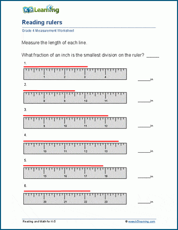 Reading rulers worksheets | K5 Learning