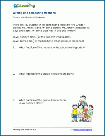 Grade 4 Word Problem Worksheet on fractions