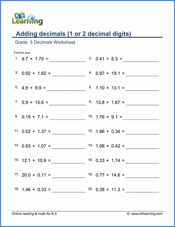 adding decimals year 5 problem solving