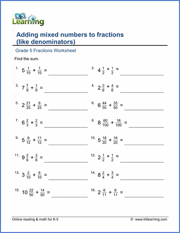 fraction homework year 5