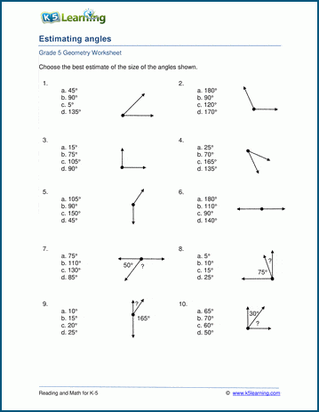 grade 5 worksheets estimating angles k5 learning