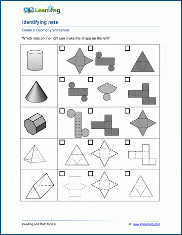 identifying nets worksheets k5 learning