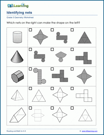 Identifying Nets Worksheets | K5 Learning