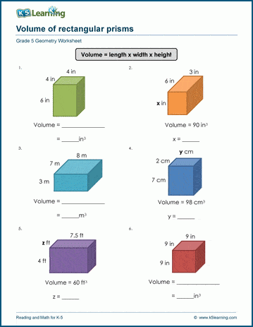 Rectangular prisms & cubes worksheets | K5 Learning
