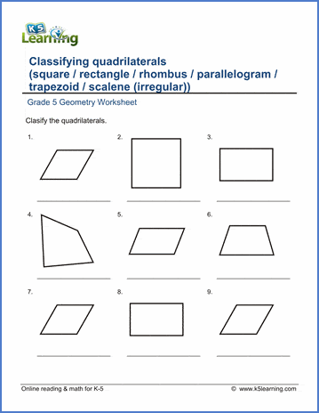 Sample Grade 5 Geometry Worksheet