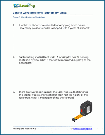 Length word problems for grade 5 | K5 Learning