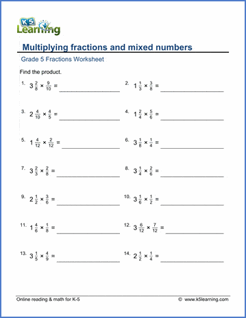 Multiply and Divide Fractions Worksheets | K5 Learning