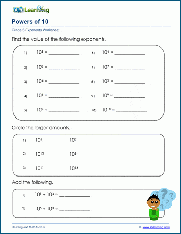 Grade 5 Powers of Ten Worksheet