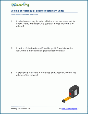 33 volume word problems 5th grade worksheet worksheet project list